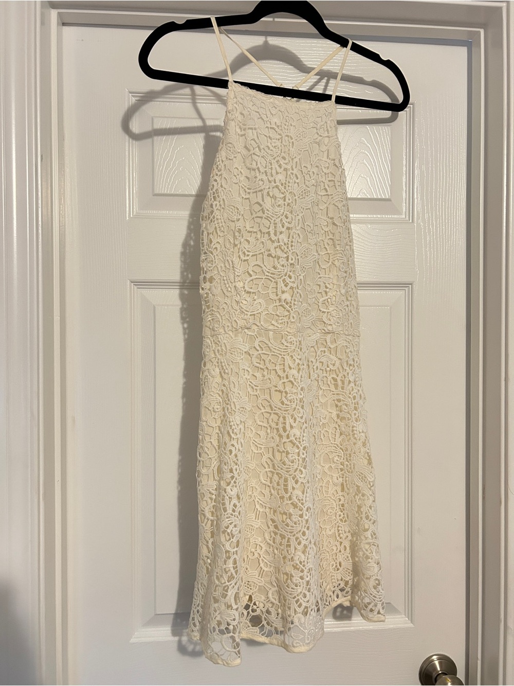 Cream Lace Halter Mini Dress